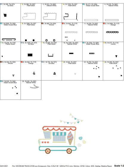 Ice cream Truck embroidery designs - Icecream Pickup machine embroidery pattern - Ice cream truck applique - Instant digital download pes Marcia Embroidery