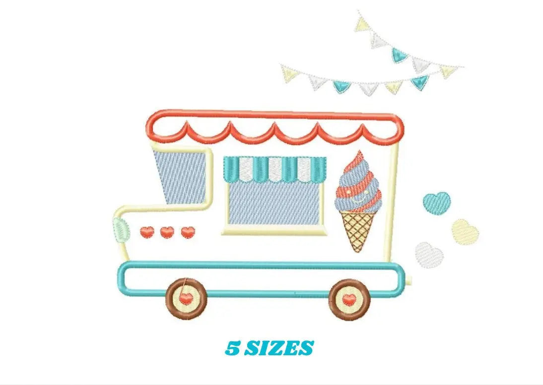 Ice cream Truck embroidery designs - Icecream Pickup machine embroidery pattern - Ice cream truck applique - Instant digital download pes Marcia Embroidery