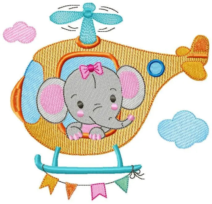 Female Elephant embroidery designs - Helicopter embroidery design machine embroidery pattern - Animal embroidery file - instant download pes Marcia Embroidery