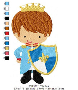 Prince embroidery designs - King embroidery design machine embroidery pattern - Baby boy embroidery file Disney Fairytale Knight design