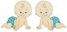 Load image into Gallery viewer, Baby boy embroidery design - Twins embroidery designs machine embroidery pattern - Toddler embroidery file - twin brothers digital download
