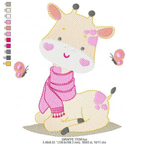 Giraffe embroidery design - Animal embroidery designs machine embroidery pattern - Baby girl embroidery file - Instant download digital file