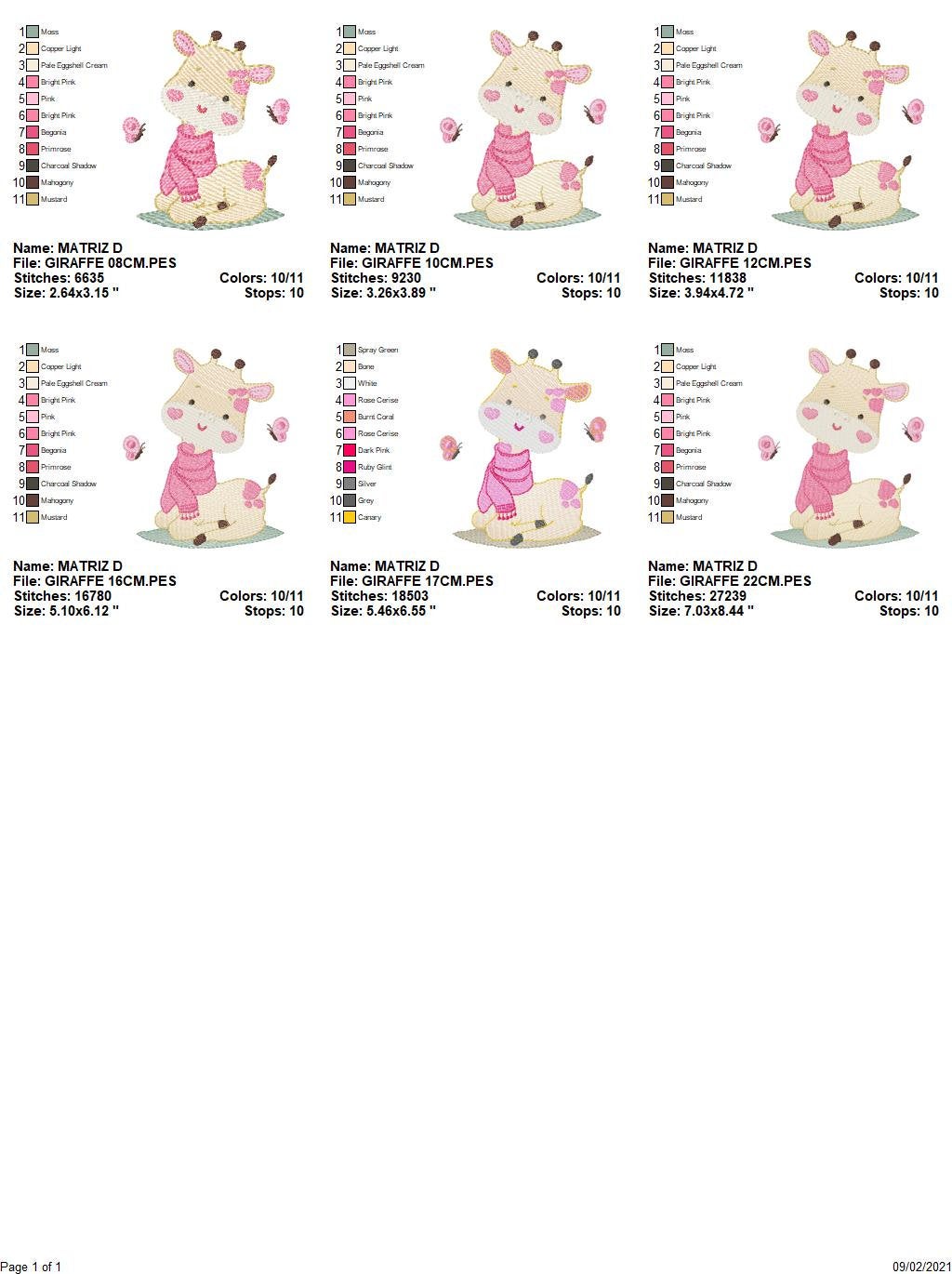 Giraffe embroidery design - Animal embroidery designs machine embroidery pattern - Baby girl embroidery file - Instant download digital file