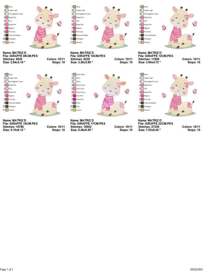 Giraffe embroidery design - Animal embroidery designs machine embroidery pattern - Baby girl embroidery file - Instant download digital file