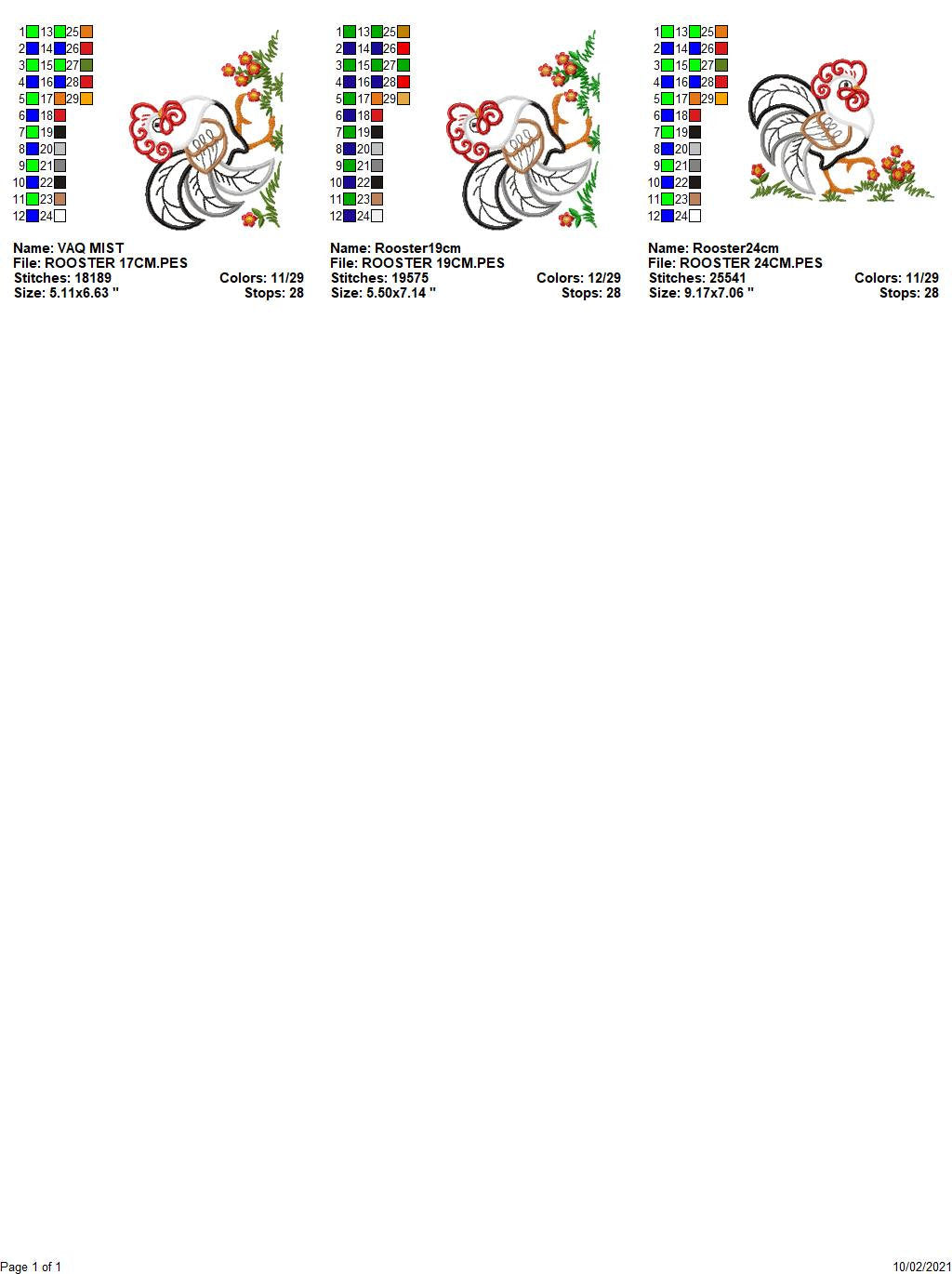 Rooster embroidery designs - Farm animal machine embroidery pattern - Kitchen Towel applique design - Instant digital download pes jef dst