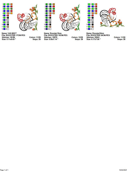 Rooster embroidery designs - Farm animal machine embroidery pattern - Kitchen Towel applique design - Instant digital download pes jef dst