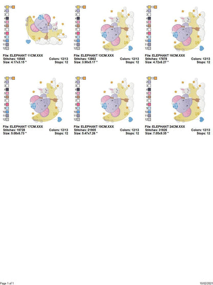 Elephant embroidery designs - Animal embroidery design machine embroidery pattern - Elephant with moon embroidery file - kid embroidery