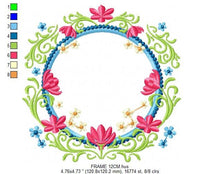 Charger l&#39;image dans la galerie, Monogram Frame embroidery designs - Flower embroidery design machine embroidery pattern - Rose wreath embroidery file - instant download pes
