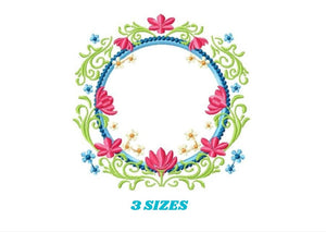 Monogram Frame embroidery designs - Flower embroidery design machine embroidery pattern - Rose wreath embroidery file - instant download pes