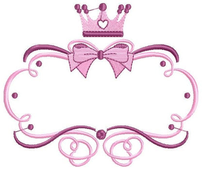 Crown embroidery designs - Princess Frame embroidery design machine embroidery pattern - newborn embroidery file - Princess Monogram frame