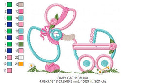 Baby embroidery design - Newborn embroidery designs machine embroidery pattern - Baby car embroidery file - Baby girl embroidery boy kid