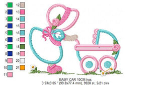 Baby embroidery design - Newborn embroidery designs machine embroidery pattern - Baby car embroidery file - Baby girl embroidery boy kid