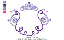 Cargar imagen en el visor de la galería, Crown embroidery designs - Princess Frame embroidery design machine embroidery pattern - newborn embroidery file - Princess Monogram frame
