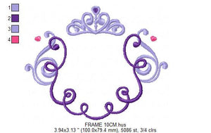 Crown embroidery designs - Princess Frame embroidery design machine embroidery pattern - newborn embroidery file - Princess Monogram frame