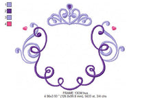 Cargar imagen en el visor de la galería, Crown embroidery designs - Princess Frame embroidery design machine embroidery pattern - newborn embroidery file - Princess Monogram frame
