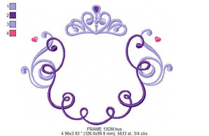 Crown embroidery designs - Princess Frame embroidery design machine embroidery pattern - newborn embroidery file - Princess Monogram frame