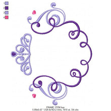 Load image into Gallery viewer, Crown embroidery designs - Princess Frame embroidery design machine embroidery pattern - newborn embroidery file - Princess Monogram frame
