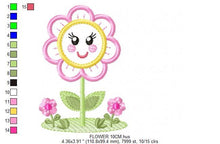 Carica l&#39;immagine nel visualizzatore di Gallery, Flowers embroidery designs - Flower with face embroidery design machine embroidery pattern - Spring embroidery file - flower applique floral
