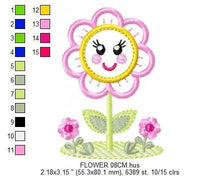 Charger l&#39;image dans la galerie, Flowers embroidery designs - Flower with face embroidery design machine embroidery pattern - Spring embroidery file - flower applique floral
