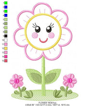 Carica l&#39;immagine nel visualizzatore di Gallery, Flowers embroidery designs - Flower with face embroidery design machine embroidery pattern - Spring embroidery file - flower applique floral
