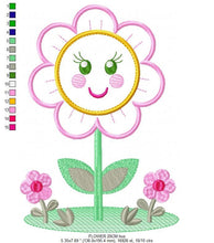 Load image into Gallery viewer, Flowers embroidery designs - Flower with face embroidery design machine embroidery pattern - Spring embroidery file - flower applique floral
