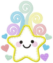 Laden Sie das Bild in den Galerie-Viewer, Star embroidery design machine embroidery pattern - Star applique design - Rainbow embroidery file - baby girl embroidery - instant download
