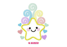 Laden Sie das Bild in den Galerie-Viewer, Star embroidery design machine embroidery pattern - Star applique design - Rainbow embroidery file - baby girl embroidery - instant download
