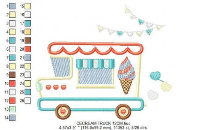 Ice cream Truck embroidery designs - Icecream Pickup machine embroidery pattern - Ice cream truck applique - Instant digital download pes Marcia Embroidery