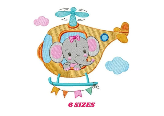 Female Elephant embroidery designs - Helicopter embroidery design machine embroidery pattern - Animal embroidery file - instant download pes Marcia Embroidery