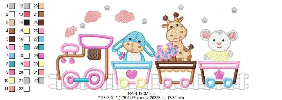 Train embroidery designs - Animals embroidery design machine embroidery pattern - Baby boy embroidery file - Train applique design download Marcia Embroidery