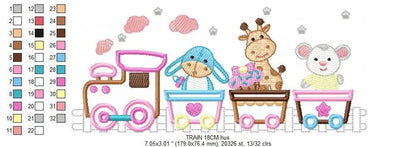 Train embroidery designs - Animals embroidery design machine embroidery pattern - Baby boy embroidery file - Train applique design download Marcia Embroidery