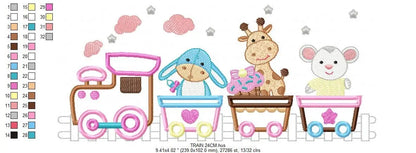 Train embroidery designs - Animals embroidery design machine embroidery pattern - Baby boy embroidery file - Train applique design download Marcia Embroidery