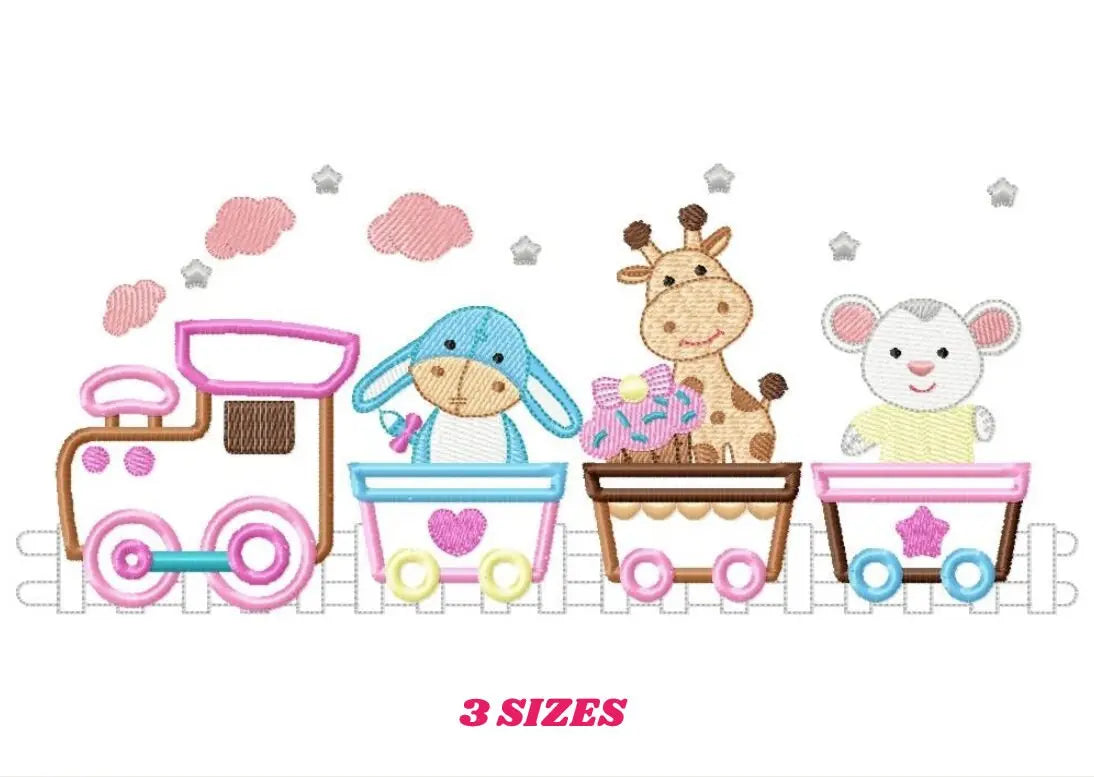 Train embroidery designs - Animals embroidery design machine embroidery pattern - Baby boy embroidery file - Train applique design download Marcia Embroidery