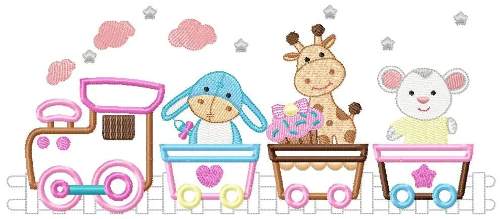 Train embroidery designs - Animals embroidery design machine embroidery pattern - Baby boy embroidery file - Train applique design download Marcia Embroidery
