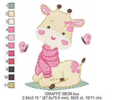 Giraffe embroidery design - Animal embroidery designs machine embroidery pattern - Baby girl embroidery file - Instant download digital file