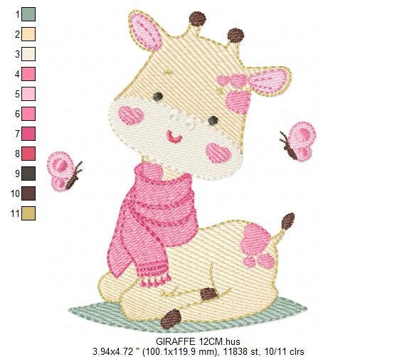 Giraffe embroidery design - Animal embroidery designs machine embroidery pattern - Baby girl embroidery file - Instant download digital file