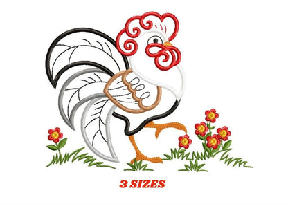 Rooster embroidery designs - Farm animal machine embroidery pattern - Kitchen Towel applique design - Instant digital download pes jef dst