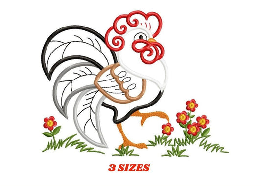 Rooster embroidery designs - Farm animal machine embroidery pattern - Kitchen Towel applique design - Instant digital download pes jef dst