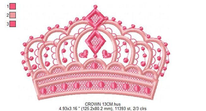 Crown embroidery designs - Princess crown embroidery design machine embroidery pattern - Beauty Pageant Crown design - princess queen crown