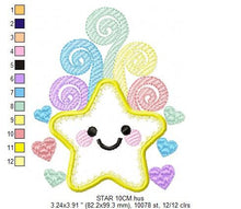 Charger l&#39;image dans la galerie, Star embroidery design machine embroidery pattern - Star applique design - Rainbow embroidery file - baby girl embroidery - instant download
