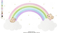 Carica l&#39;immagine nel visualizzatore di Gallery, Rainbow embroidery design - Rainbow with clouds embroidery designs machine embroidery pattern - Baby girl embroidery file - digital download
