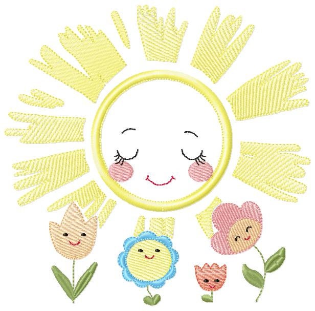 Sun with flowers embroidery design - Sun embroidery designs machine embroidery pattern - baby embroidery file - Sun applique design digital