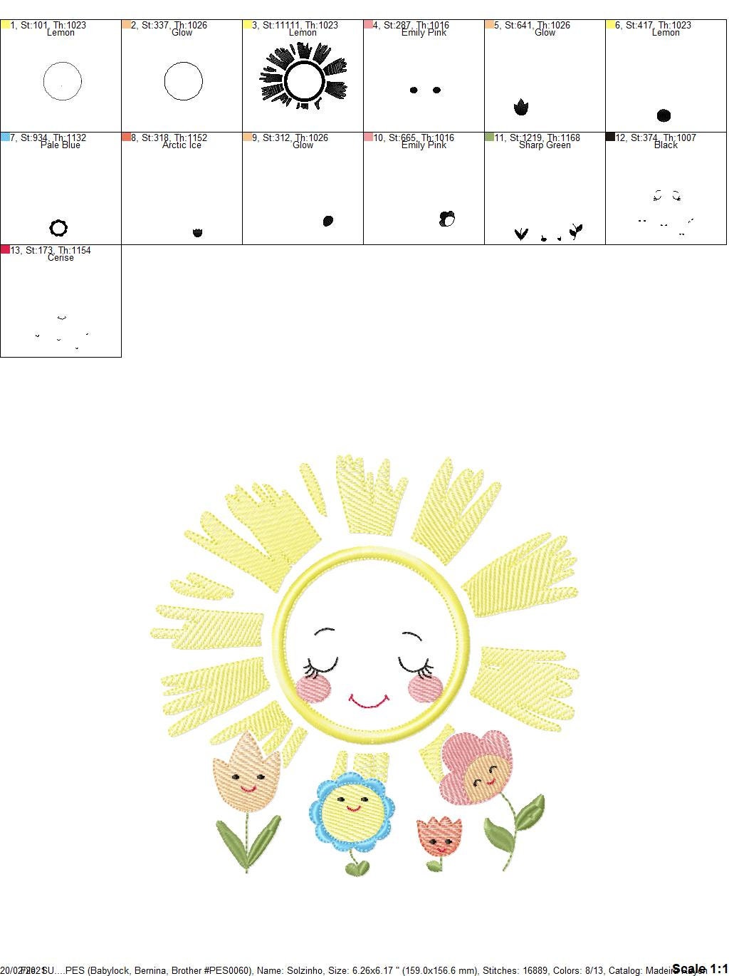 Sun with flowers embroidery design - Sun embroidery designs machine embroidery pattern - baby embroidery file - Sun applique design digital