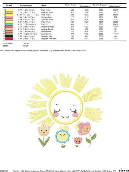 Sun with flowers embroidery design - Sun embroidery designs machine embroidery pattern - baby embroidery file - Sun applique design digital