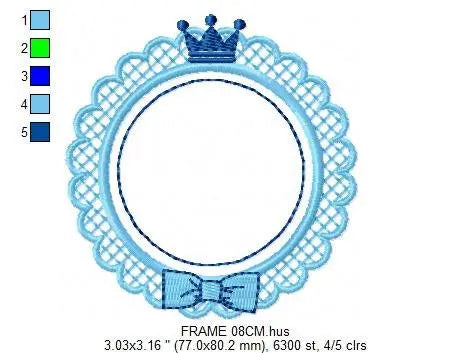 Crown embroidery designs - Frame embroidery design machine embroidery pattern - baby embroidery file - frame shape crown instant download Marcia Embroidery
