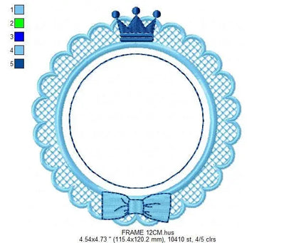 Crown embroidery designs - Frame embroidery design machine embroidery pattern - baby embroidery file - frame shape crown instant download Marcia Embroidery