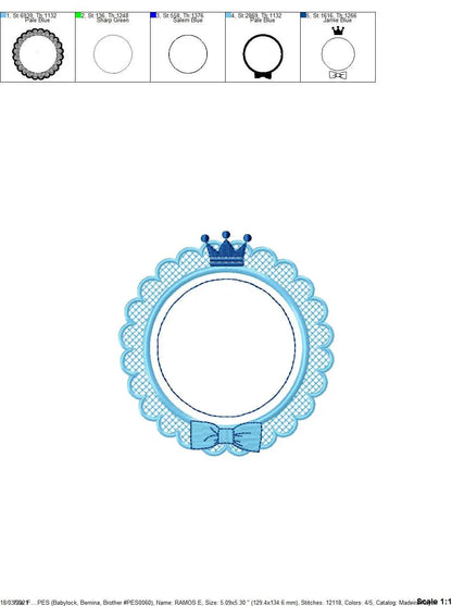 Crown embroidery designs - Frame embroidery design machine embroidery pattern - baby embroidery file - frame shape crown instant download Marcia Embroidery