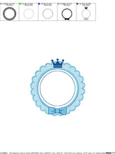 Load image into Gallery viewer, Crown embroidery designs - Frame embroidery design machine embroidery pattern - baby embroidery file - frame shape crown instant download
