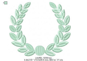 Laurel embroidery designs - Monogram frame embroidery design machine embroidery pattern - Tea towel embroidery laurel wreath design pes jef