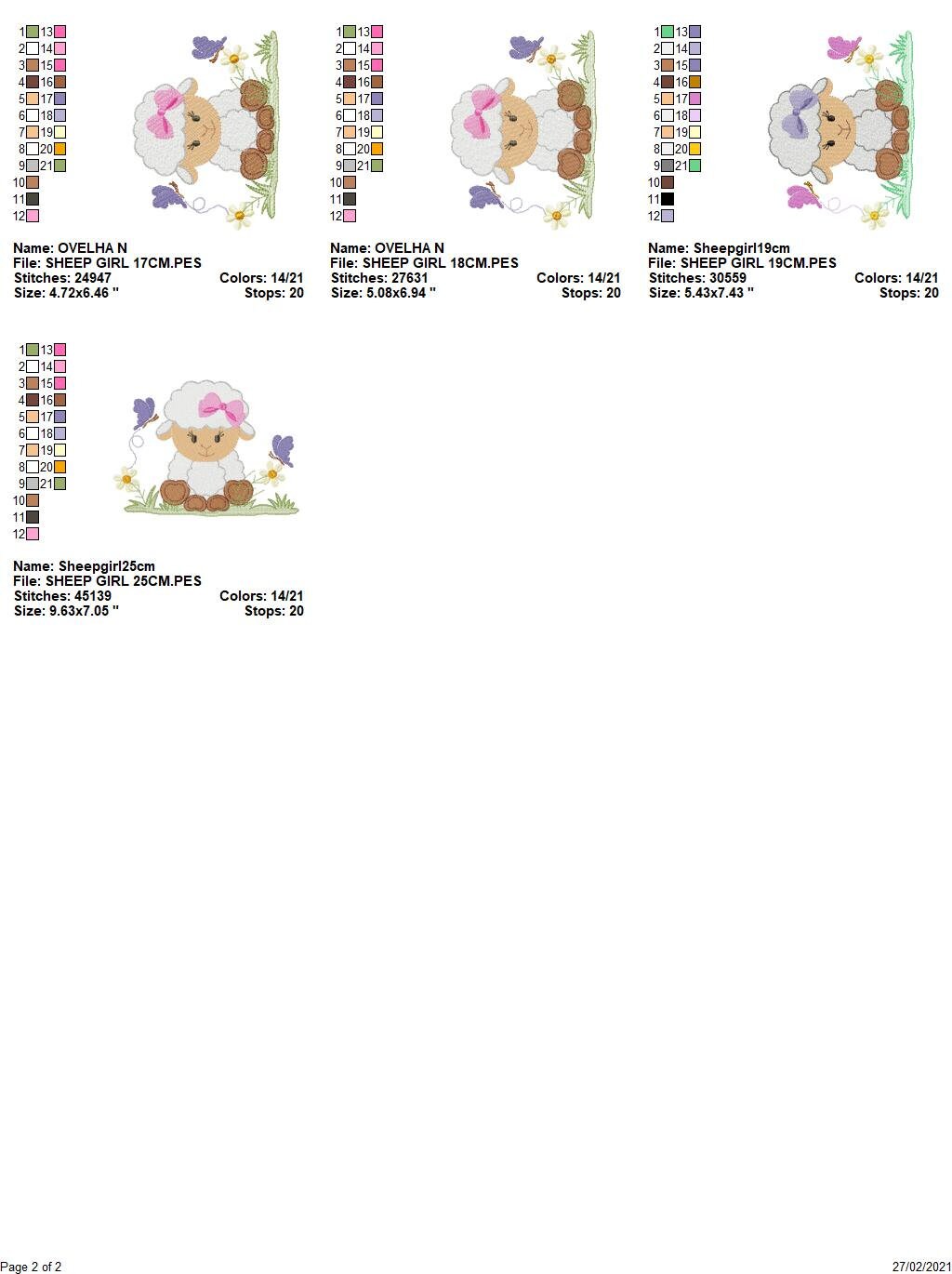 Sheep with lace and bow tie embroidery design - Lamb with flowers machine embroidery pattern - Baby boy and girl file - Instant download pes